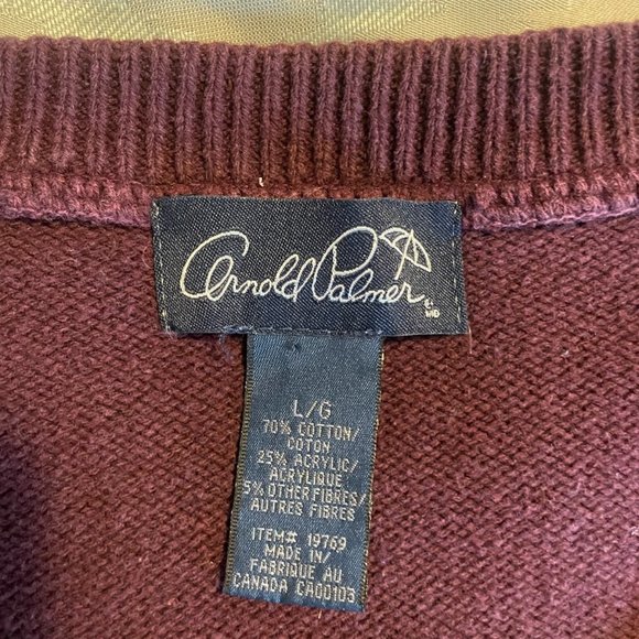 Men's Arnold Palmer Maroon V-neck Sweater - Picture 5 of 9